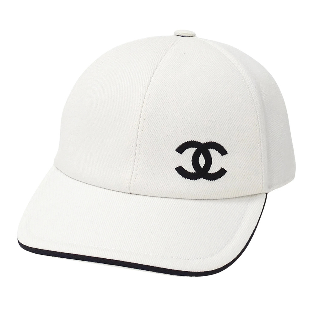 Chanel CHANEL Women's Cap, Brand Name, Cotton, White, Baseball Hat, Coco Mark...